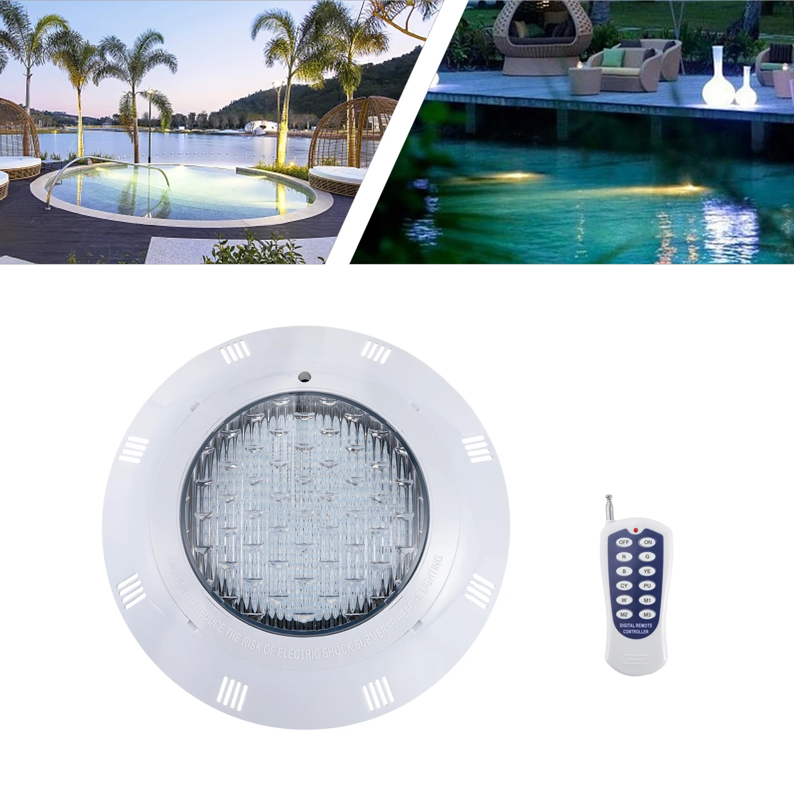 36W Underwater Pool Lights RGB Swimming Lamp 7 Color Changing IP68 Waterproof Lamp With Remote Controller-animated-img