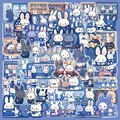 50pcs Cartoon Cute Blue Rabbit Series Graffiti Stickers Suitable for Helmet Desktop Wall Decoration DIY Sticker Pack Wholesale