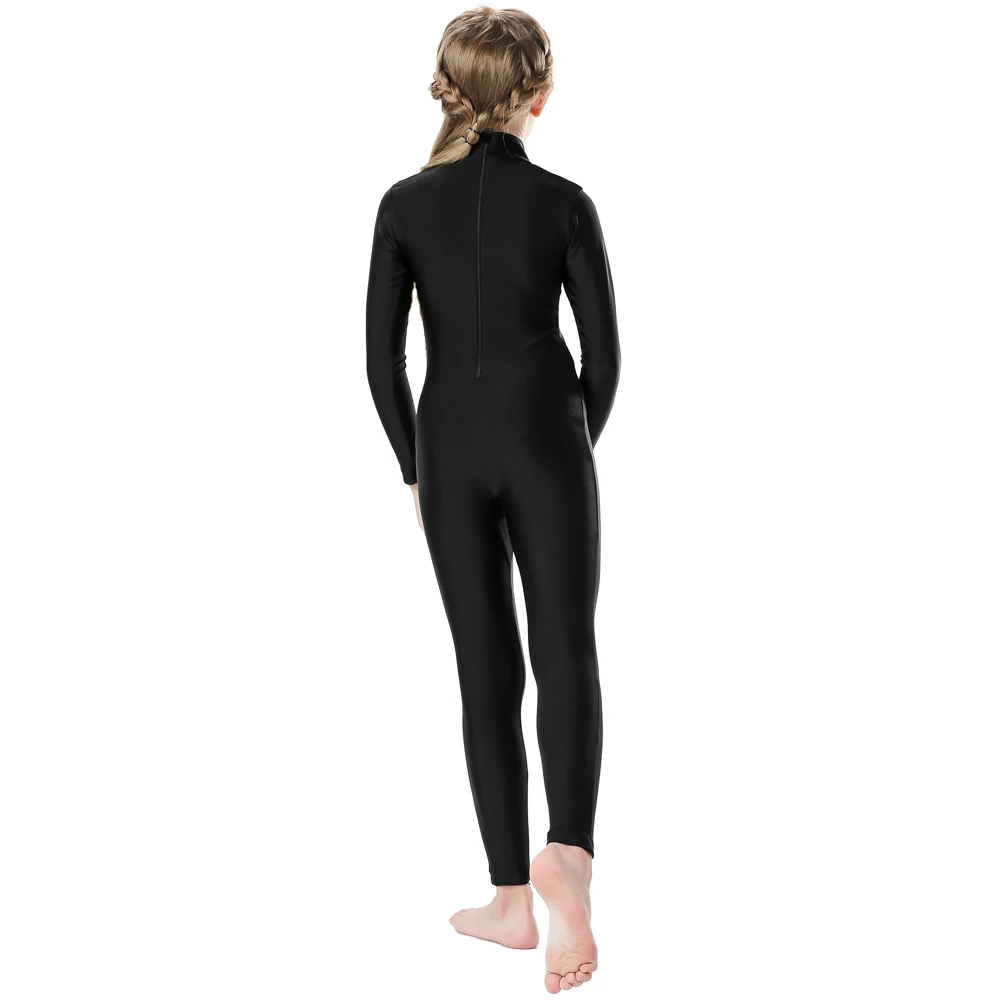SPEERISE Girls Black Long Sleeve Unitard Boys Bodysuit Spandex Full Body  Tight Jumpsuit for kids Dance Costumes Unitards