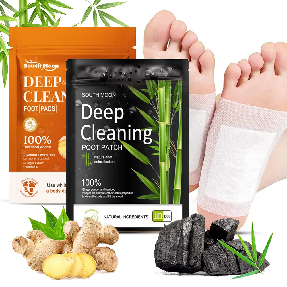 Natural Ginger Bamboo Detox Foot Patches Detoxification Body Toxins Cleansing Slimming Stress Relief Feet Pads Beauty Health-animated-img