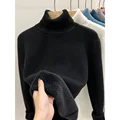 Women's Polo/Turtle Neck Long Sleeve Fleece-Lined Thickened Inner One-Piece Velvet Sweater Stylish Warm Base Layer Autumn/Winter preview-1