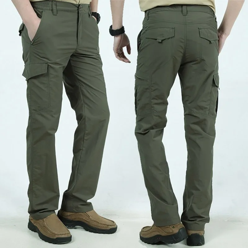 Men's Tactical Pants Thin Breathable Summer Casual Army Military  Long Trouser Male Slim Waterproof Quick Dry Pocket Cargo Pants