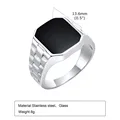 Modyle Watch Bands Rings for Men Women,Stainless Steel Black Square Signet Pinky Thumb Ring for Dad Father Husband Gifts preview-1