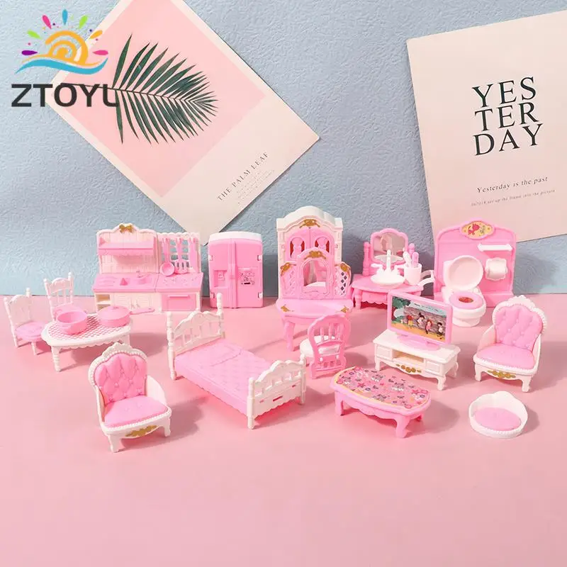 4/7/10/11Pcs Miniature Dollhouse Furniture Accessoies Kid Toys Kitchen Bedroom Living Room Bathroom Cooking Things For Doll Game-animated-img