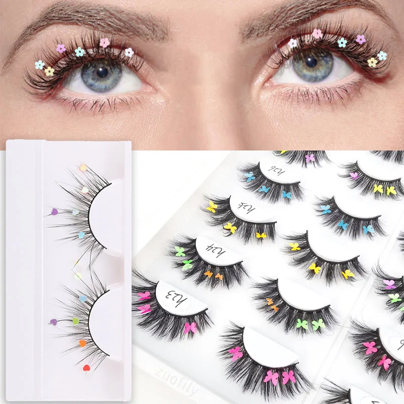 Thick Mink 25mm Lashes With Butterflys or flowers On Them Full Strip  Makeup Charming False Eyelashes Luminous Lash For party-animated-img