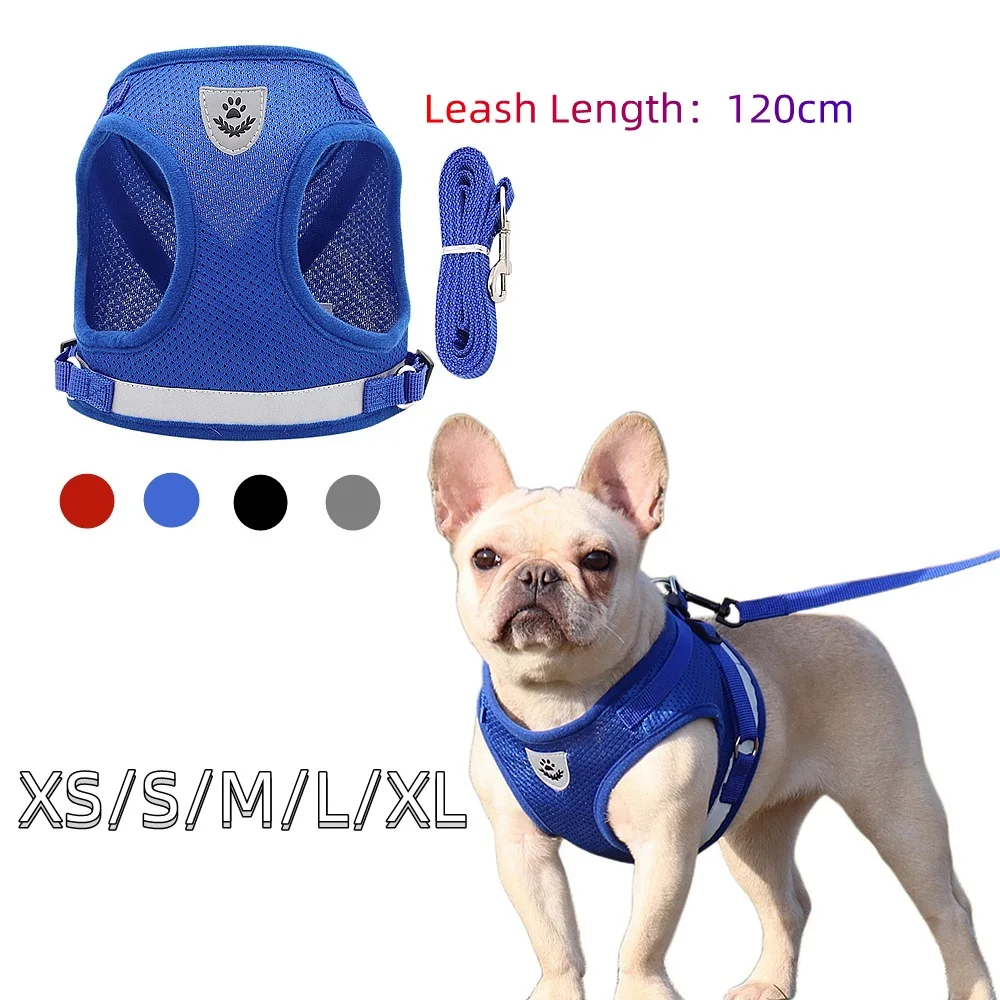 Quality Dog Harness And Leash Set Dog Accessories For Small Dog Chest Harness Dog Leash French Bulldog Pug Medium Pet Supplies-animated-img