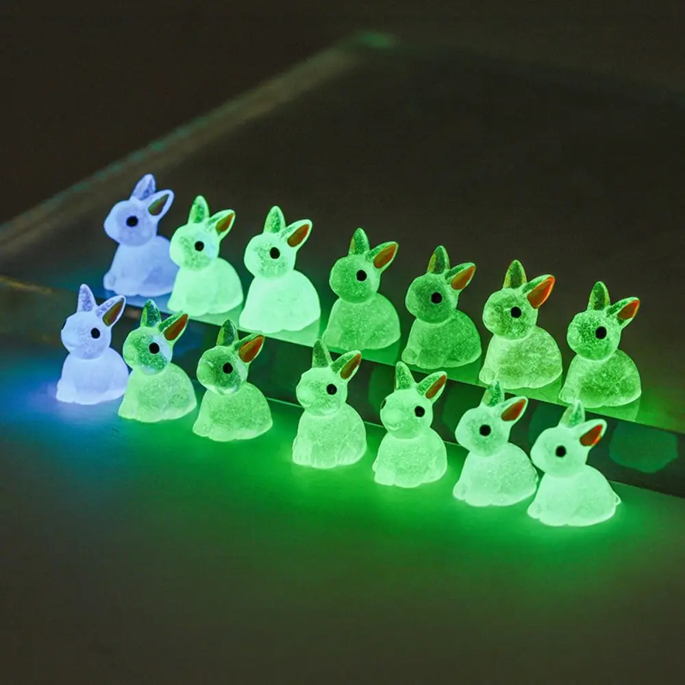 Cute Luminous Bunnies Microlandscape Gardening New Mini Rabbit Ornaments Home Decor Fairy Miniature Figurines-animated-img