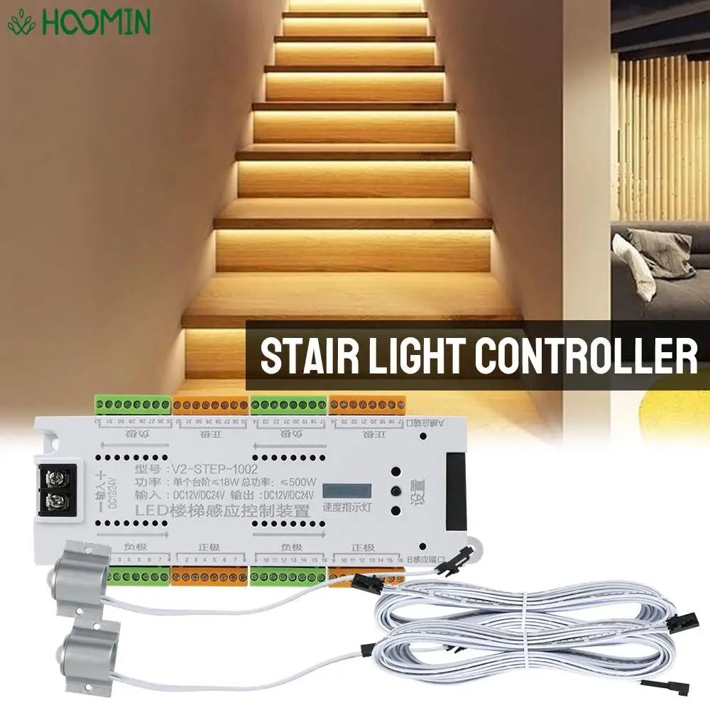 PIR Sensor Stair Light Controller 32CH Single Color 2CH RGB Pixel SPI COB  LED Strip Dimmer Indoor Stairway Light Controller 12V - AliExpress