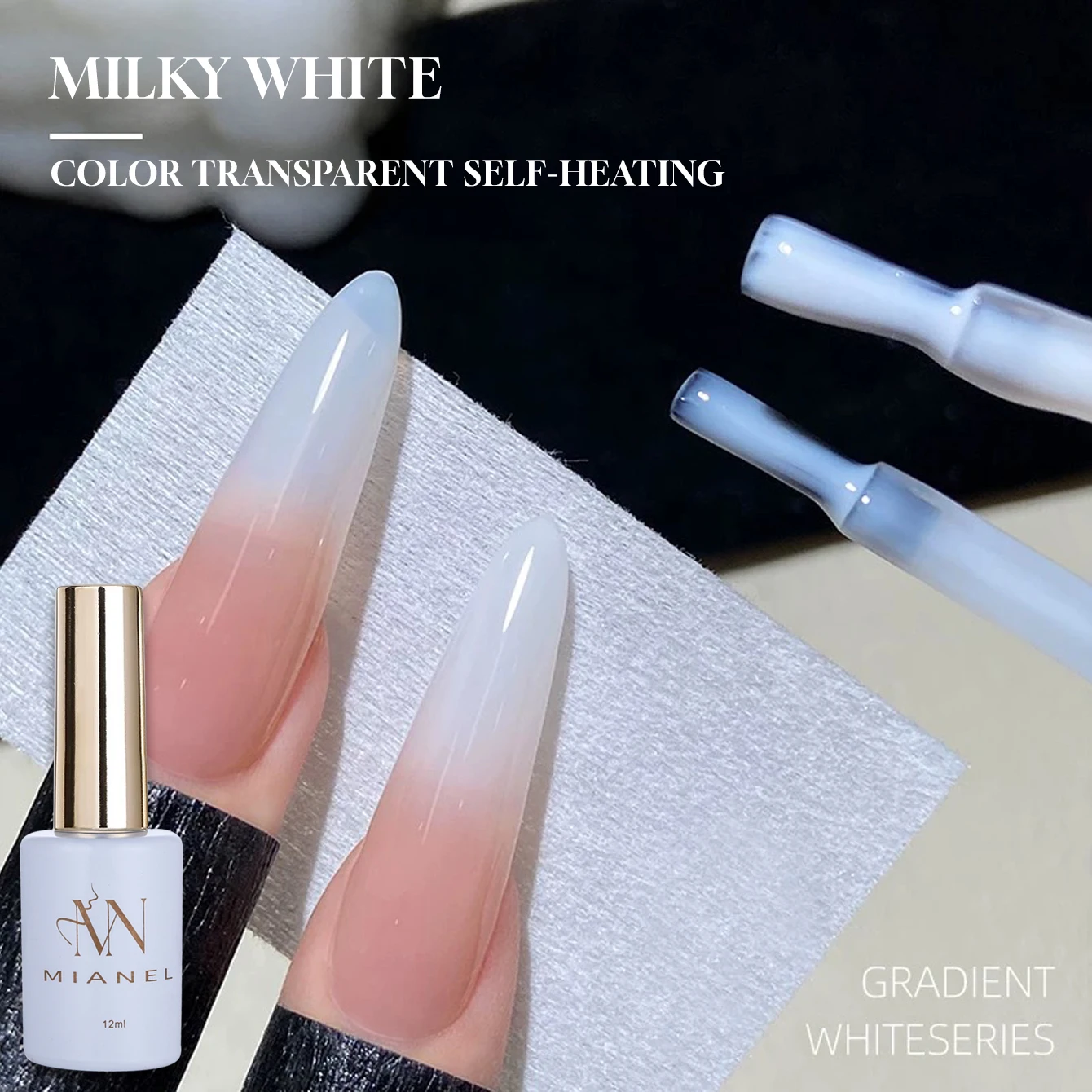 MIANEL 12ML/PCS Winter Nails Nail Art Milky White New Style Milk White Protein Transparent White Naked Jelly Ice-Clear White Gel-animated-img