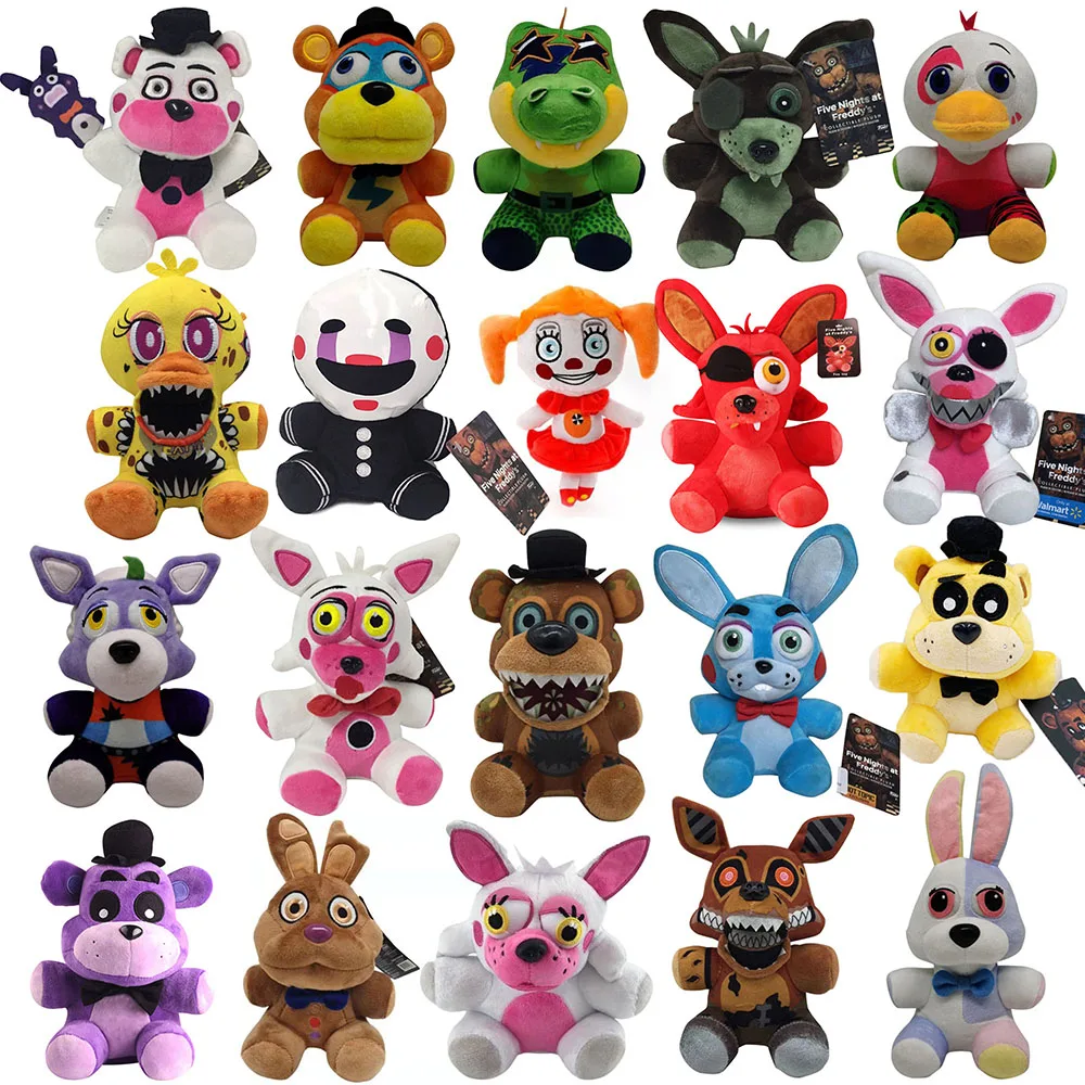 FNAF Stuffed Plush Toys Freddy Fazbear Bear Foxy Rabbit Bonnie Chica  Peluche Juguetes 5 Nights At Freddy Plushie Fnaf Plush Toys