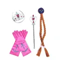 Girls Elsa Anna Accessories Set Kids Party Princess 4 Piece Set Snow Queen Snowflake Magic Wand Tiara Crown Gloves Wig Braid preview-2