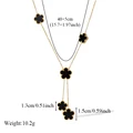 EILIECK 316L Stainless Steel Black Five Leaf Clover Tassel Pendant Necklace For Women Fashion Waterproof Neck Chain Jewelry Gift preview-2