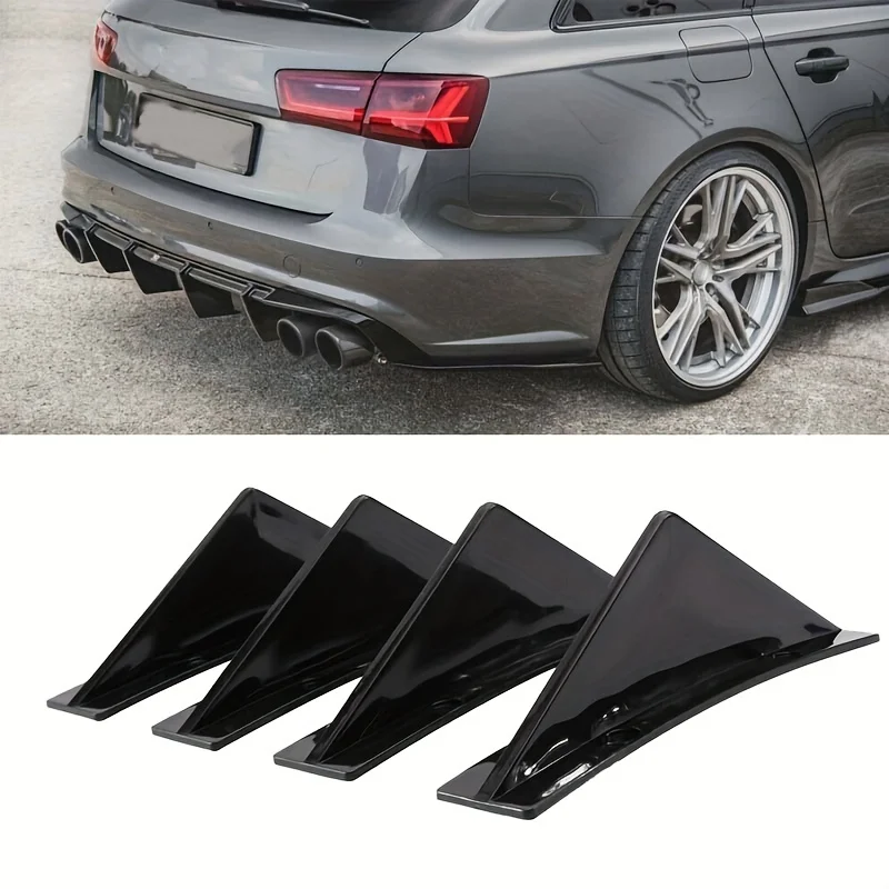 Curved-shaped Rear Bumper Lip Diffuser 4pcs Shark Fins Aprons Cover Stickers For Civic Sedan 4Dr 2016-2020 Decora Accessory-animated-img