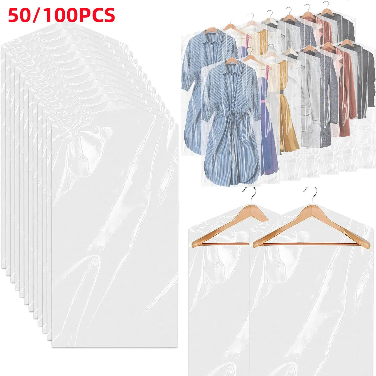 Transparent Disposable Household Clothing Dust-Proof Covers Men Suit Protect Covers Wardrobe Clothes Home Storage Hanging Bags-animated-img