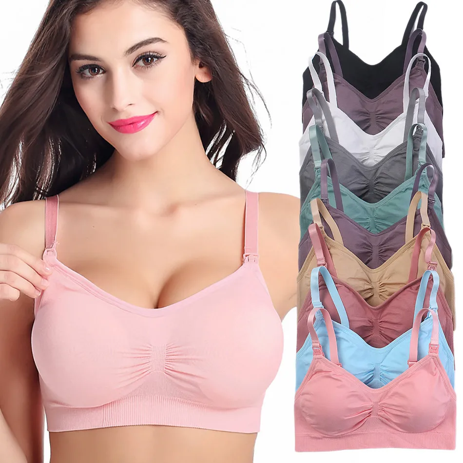 Breathable Maternity Pregnant Bras Comfort Breastfeeding Sleep Bralette Women Wireless Seamless Nursing Underwear-animated-img