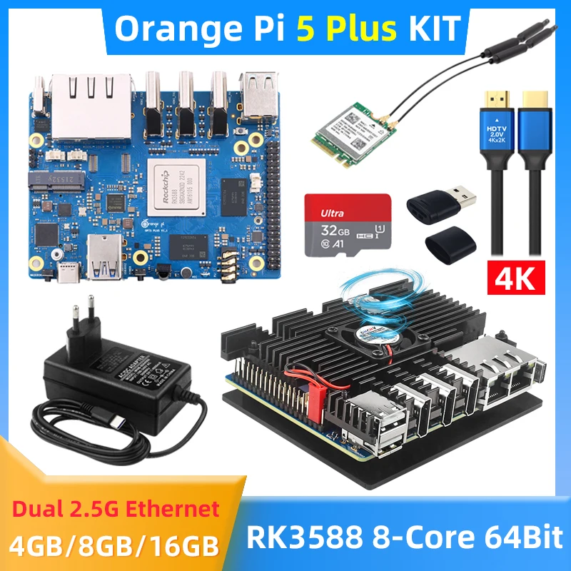 Orange Pi 5B 4GB Rockchip RK3588S 8 Core 64 Bit Wi-Fi6, BT5.0 Computadora de