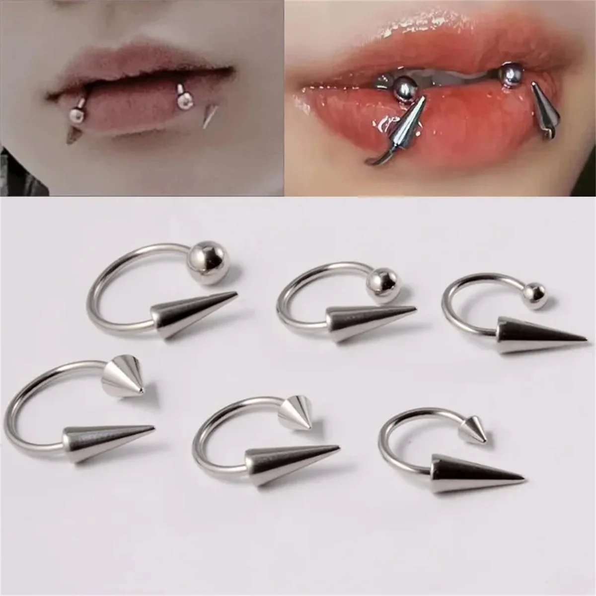 2Pcs 16G Simple Stainless Steel Piercing Lip Ring,Fashion Lip Studs Gothic Piercing Lip Nose Ring Labret Body Piercing Jewelry-animated-img