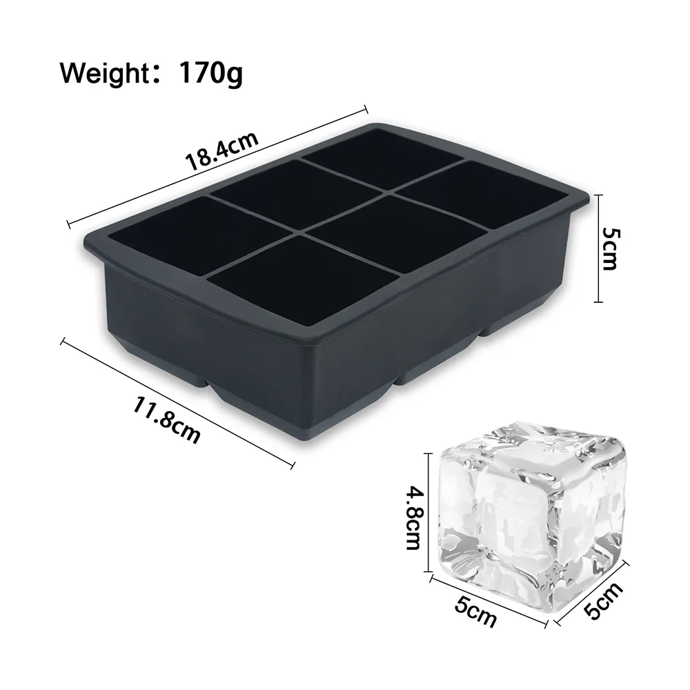 5CM Big Ice Cube Maker Trays Silicone Square Ice Mold Mould for Whiskey  Cocktail Brandy Large Cubitera Ice Tray with Lid - AliExpress