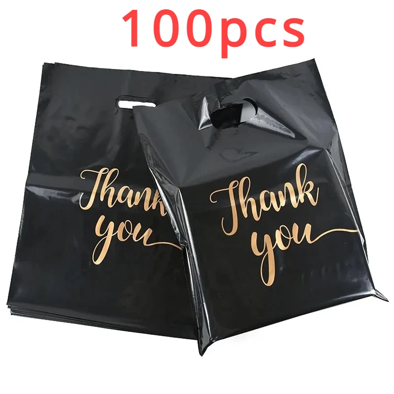 100PCS Thanksgiving Gift Bag Black Product Shopping Bag Candy Gift Packaging Thanksgiving Wedding Birthday Party Decoration-animated-img