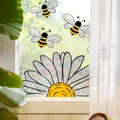 דבורי חמניות צבעוניות בקיץ מדבקות חלון סט מדבקות חלון אביב מדבקות עיצוב זכוכית סטטית לקישוט המשרד הביתי