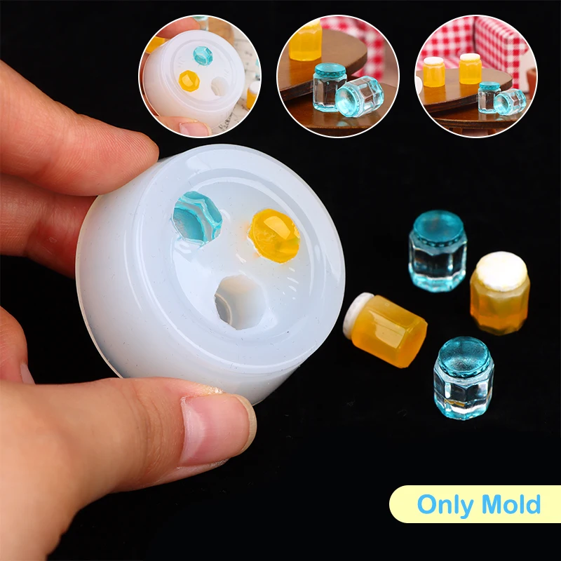 Mini Mold 1:12 Dollhouse Miniature Beverage Can Honey Pot Drink Bottle DIY Silicone Mold Doll House Home Decor(Only Mold)-animated-img