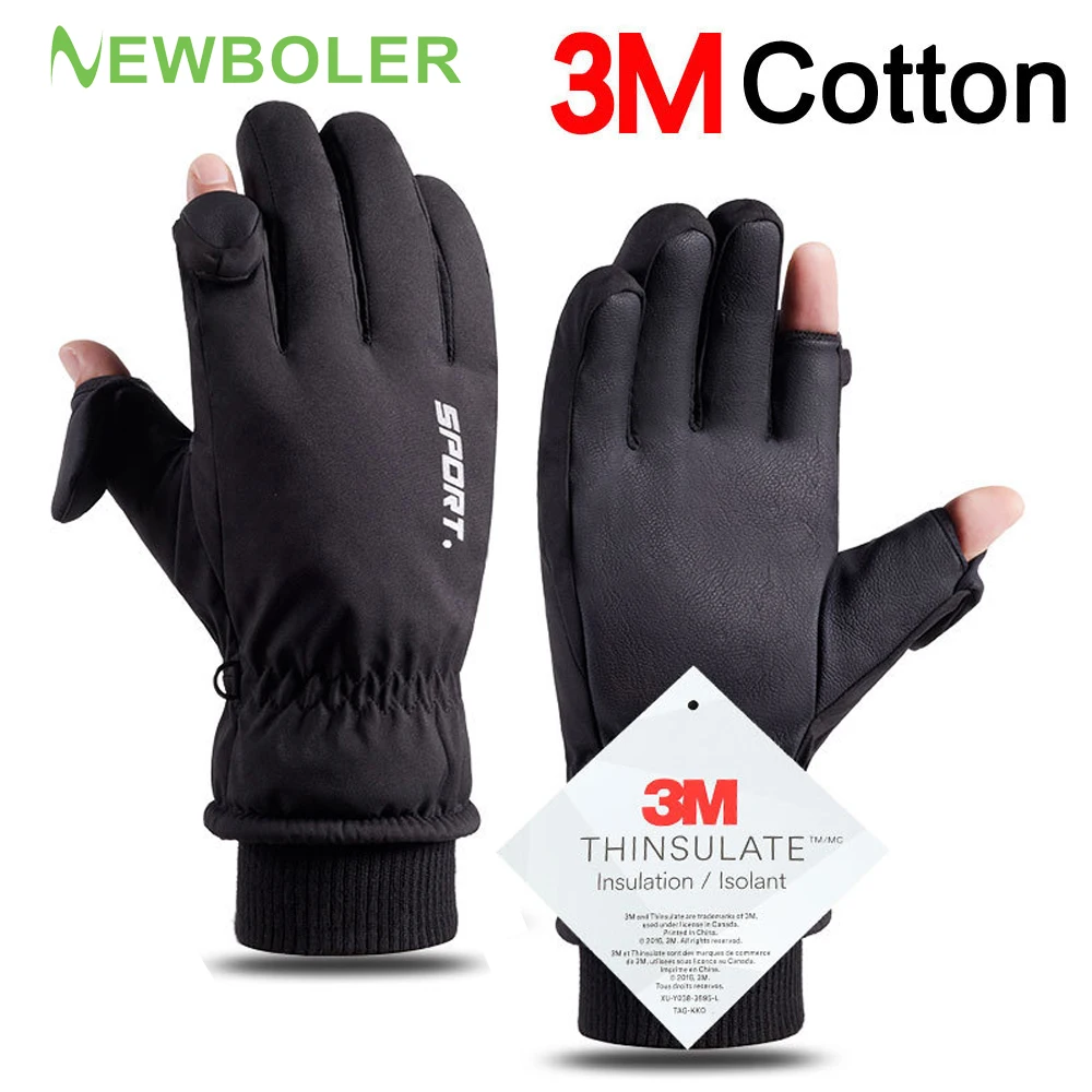 Men Winter Waterproof Cycling Gloves Outdoor Sports Running Motorcycle Ski Touch Screen Fleece Gloves Non-slip Warm Full Fingers-animated-img