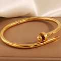 Europe and the United States hot selling stainless steel silver gold round nail bracelet fashion women's bracelet preview-3