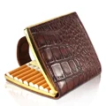 Leather Cigarette Case Personalized Creative Sticks With Metal Clips  Gift Box Brown Case Holder Metal Leather Holds Cigarett preview-5