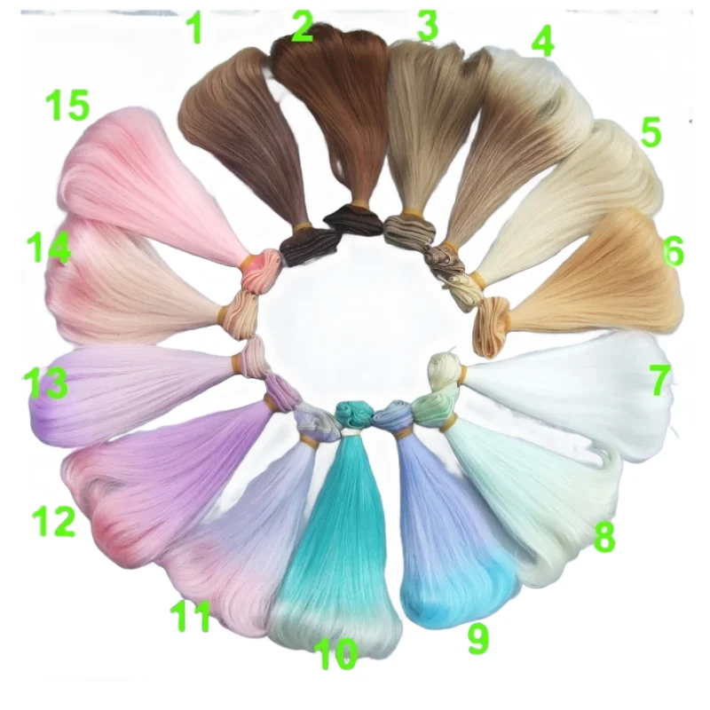 Free Shipping 15 Cm High Temperature Heat Resistant Doll Hair for 1/3 1/4 1/6 BJD Diy Curly Doll Wigs-animated-img