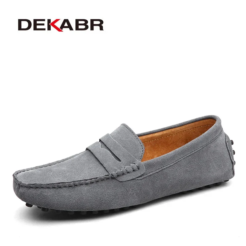 DEKABR Brand Fashion Summer Style Soft Moccasins Men Loafers High Quality Genuine Leather Shoes Men Flats Gommino Driving Shoes-animated-img
