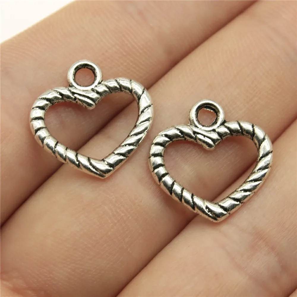 20pcs Hearts Charms Antique Silver Color Small Heart Charms