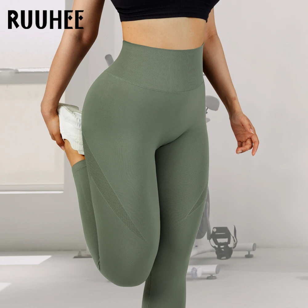 קנו אלי אקספרס  RUUHEE Leggings Women 2023 Tummy Contorl High Waist Yoga  Pant Scrunch Butt Womens Legging Seamless Leggings For Fitness
