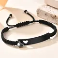 Custom Stainless Steel Couple Bracelet Set Black Woven with heart magnetic suction Bracelet for Women Men Jewelry Accessories preview-3