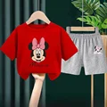 Disney Children's Clothing Sets Baby Girls Short Sleeve T Shirt and Shorts 2pcs Summer Kids Outfits Cute Mickey Toddler Clothes