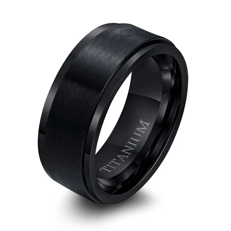 Modyle Punk Vintage 100% Titanium Black Wedding Bands Engagement Ring 8mm Male Finger Rings Jewelry-animated-img