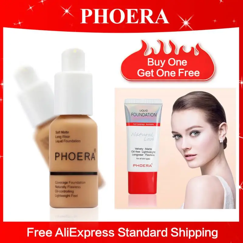 PHOERA  2PCS/Lot Face Foundation Oil-control Concealer Eye Contour Corrector Cream Liquid Corrective Primer Makeup Cream TSLM1-animated-img