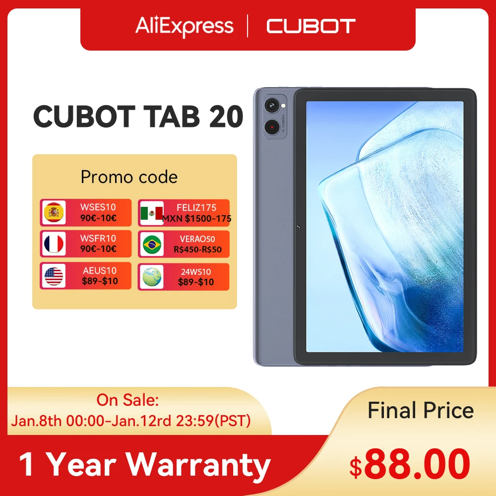 Choice] Cubot TAB 20, Wi-Fi tablette Android 13, Octa-core,Tactile