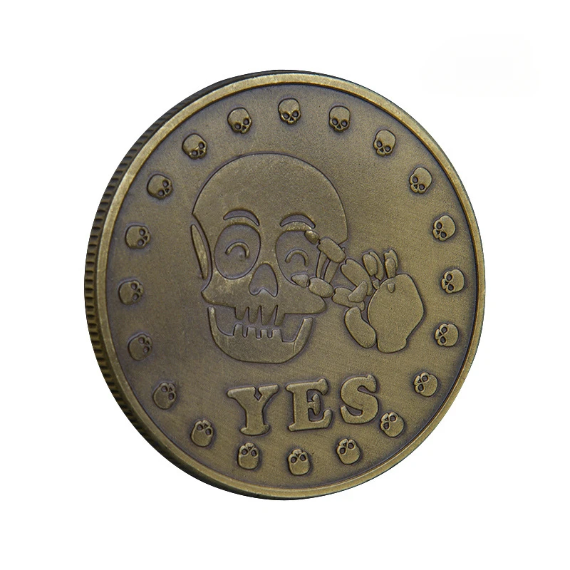 Yes or No Skull Commemorative Coins Bronze Plated Decision Challenge Coin Commemorative Medals Ancient-animated-img