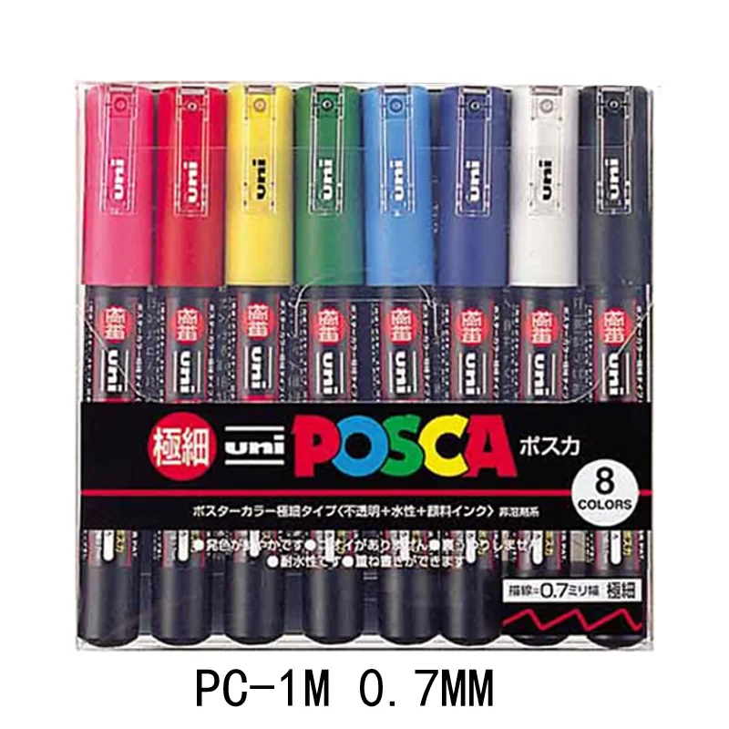Uni POSCA Marker Pen PC-1M PC-3M PC-5M POP Poster Advertising Pen  Hand-Painted Comic Drawing Round Head Art Supplies Stationery