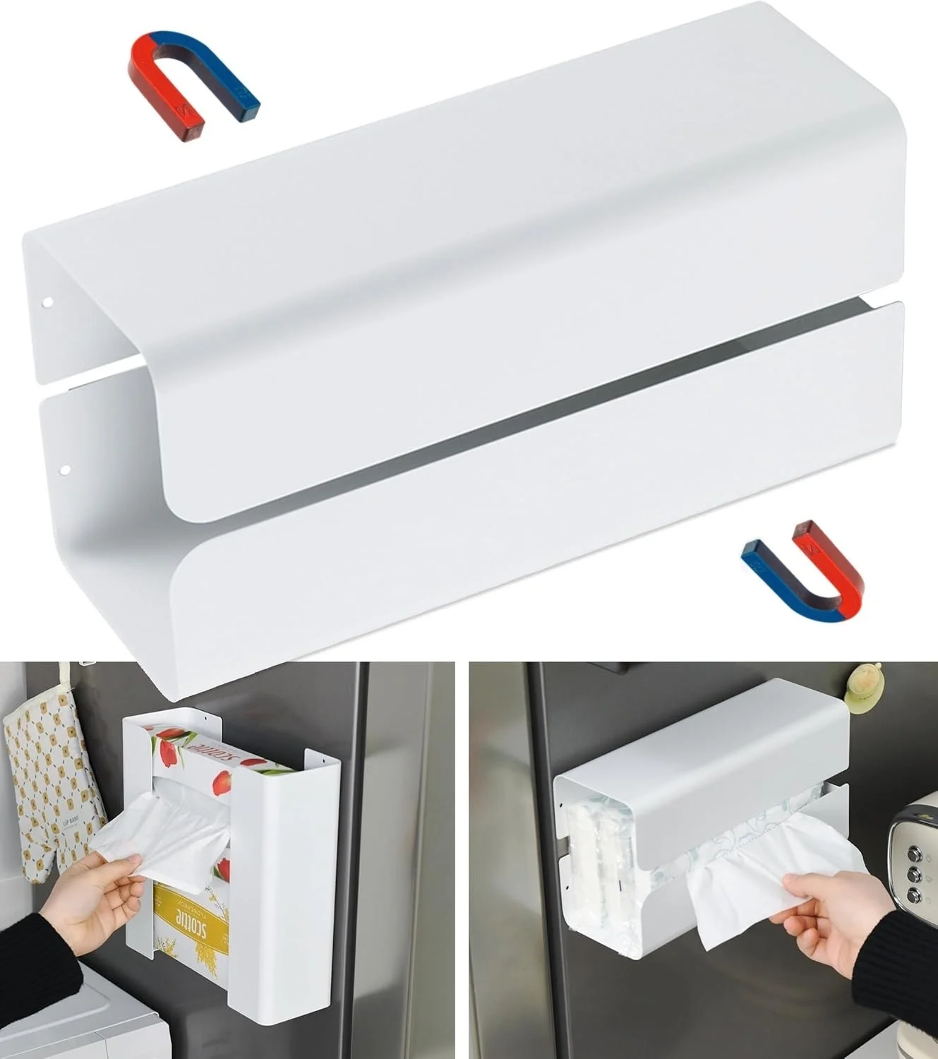 New punch-free magnetic tissue box detachable wall-mounted creative multifunctional paper box home a-animated-img