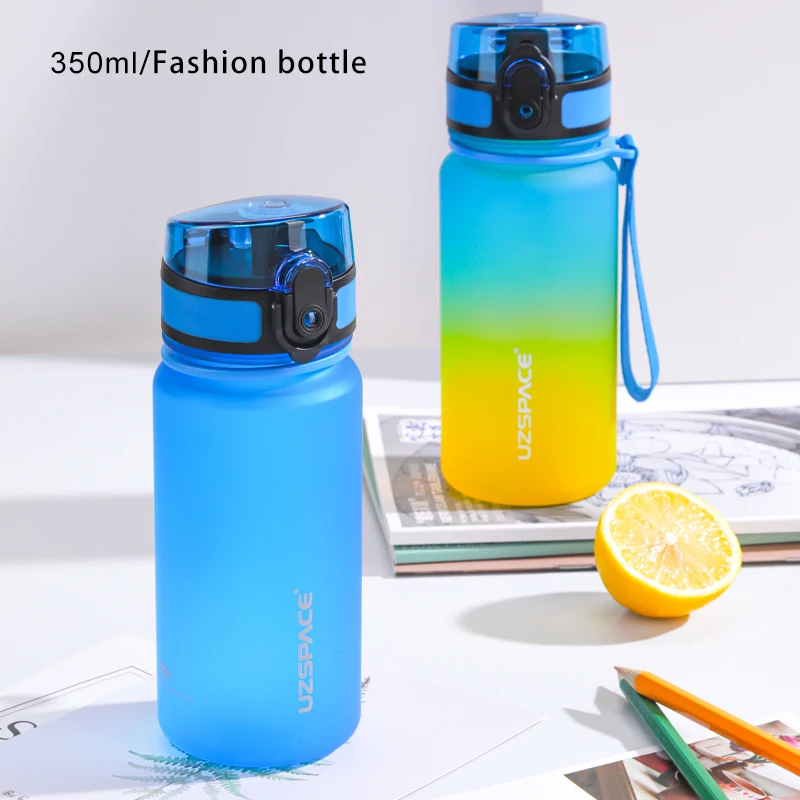 350ML Sport Water Bottle With Time Marker Girl Kids Portable Leakproof Eco-friendly No Smell Tritan Plastic Drinkware BPA Free-animated-img