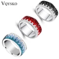 6/7/8/9# different Color Line Crystal Fashion Jewelry Ring Wholesale Fashion Stainless Steel Ring for women