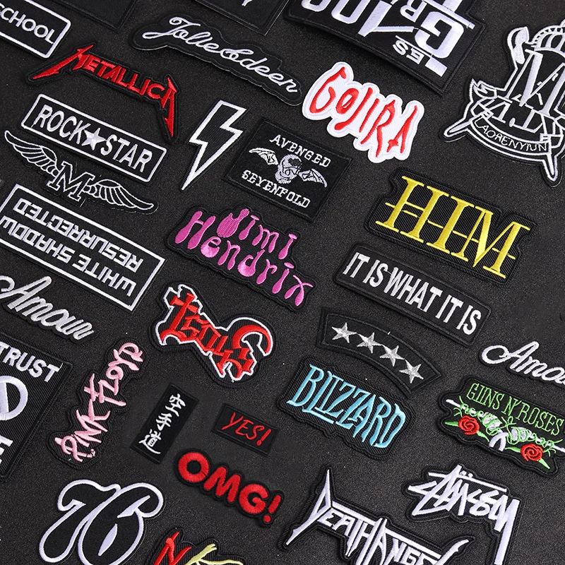 Band Iron-On Patches Clothe Embroidery Applique Sewing Supplies Decorative Handmade Badges ROCK MUSIC-animated-img