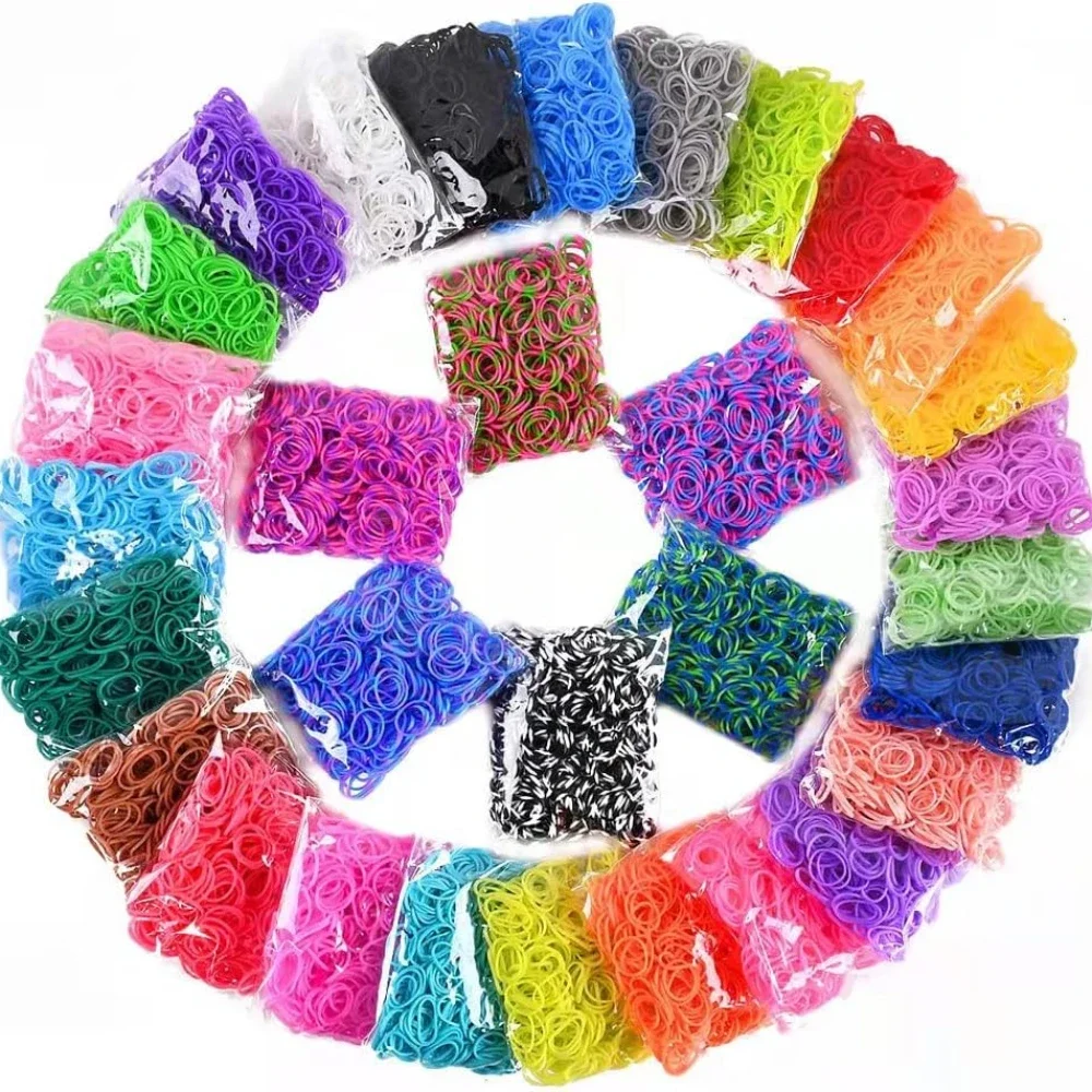 600pcs Colorful Rubber Loom Bands Refill Kit for Boy Girl DIY Craft Gift Set  Rubber Band Loom Make Bracelet Children's Toys-animated-img