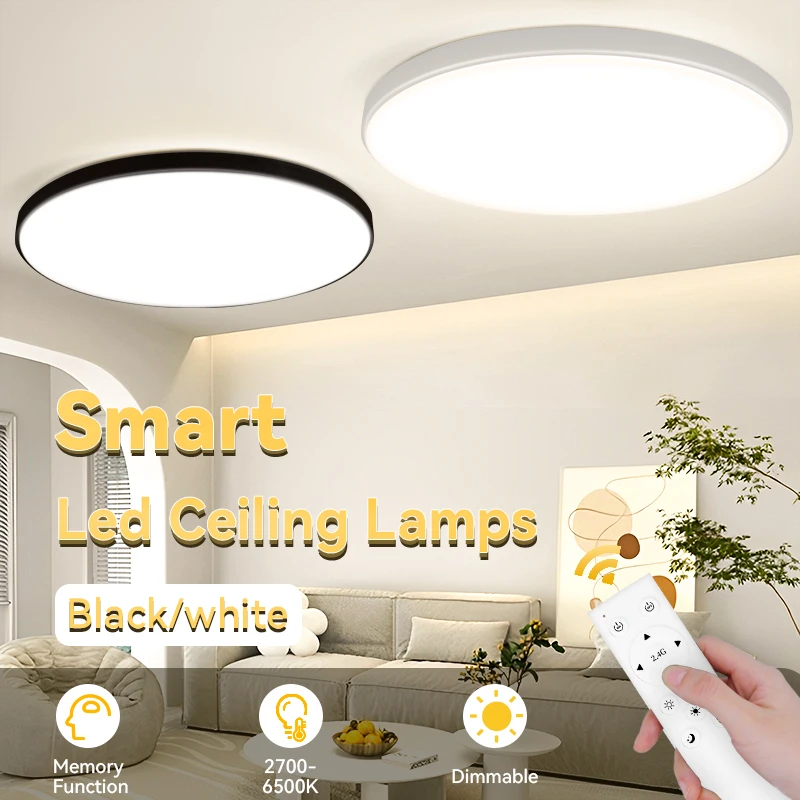 Smart Dimmable LED Ceiling Lamp Remote Control Home Decor Ceiling Chandelier Lustre Bedroom Living Room Decor Led Light Fixture-animated-img