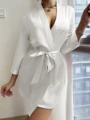 Pajamas women summer European and American ladies lace-up bathrobe sexy morning gown home dress can wear ice silk robe preview-3