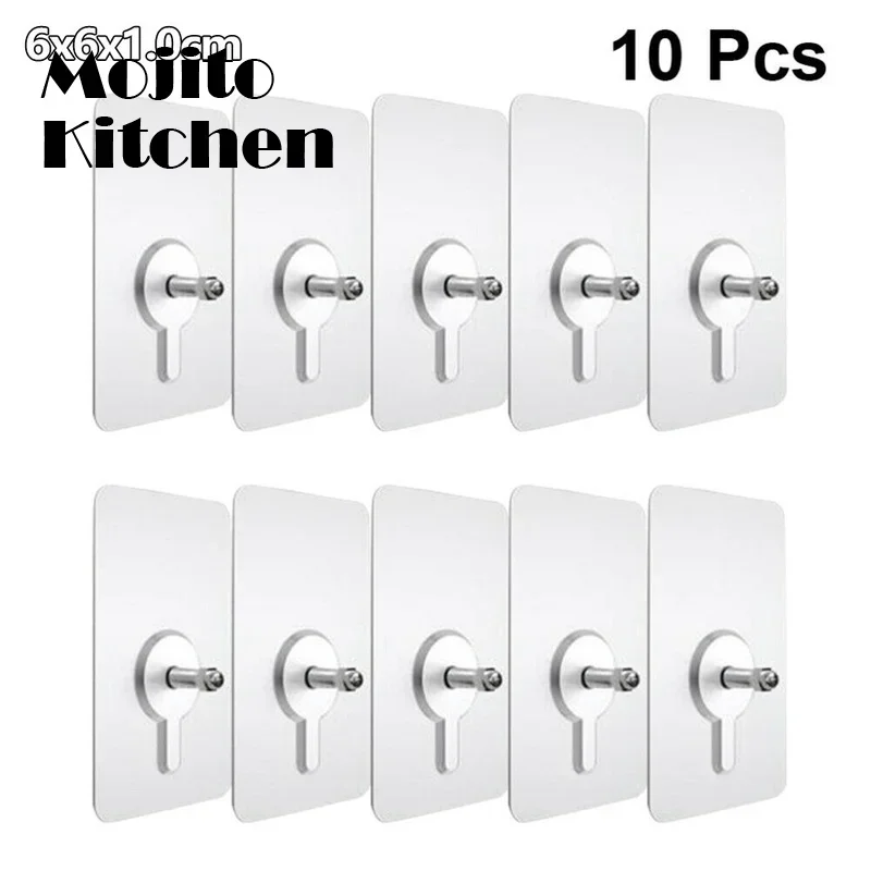 10 Pairs Strong Sticky Hung Double Sided Patch Hook Buckle Transparent  Adhesive Wall Hooks Cup Sucker