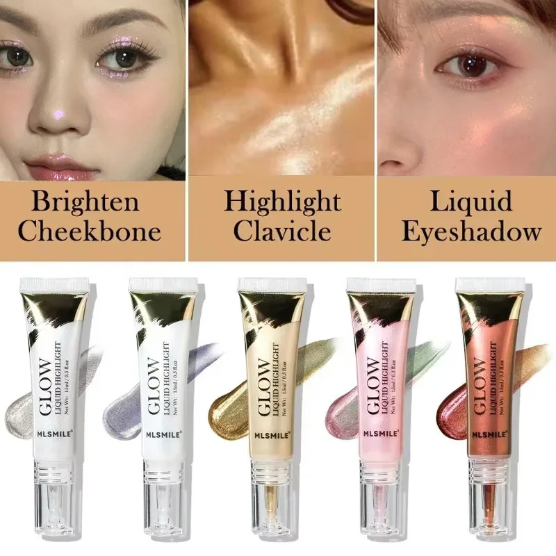 1pc Liquid Highlighting Illusion Pearlescent Eyeshadow Face Full Body Brightening Multi-Functional Makeup Retouching Highlighter-animated-img