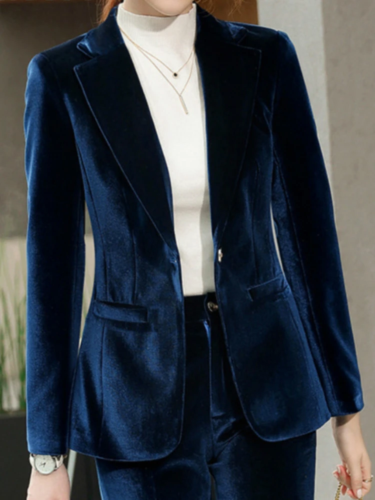 Office Ladies Two Piece Suits Velvet 