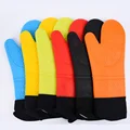 1 Pcs Insulation Silicone Anti-Skid Oven Mitts Ideal Protection With Extra Long Thick Quilted Cotton Liner Silicone BBQ Glove preview-2